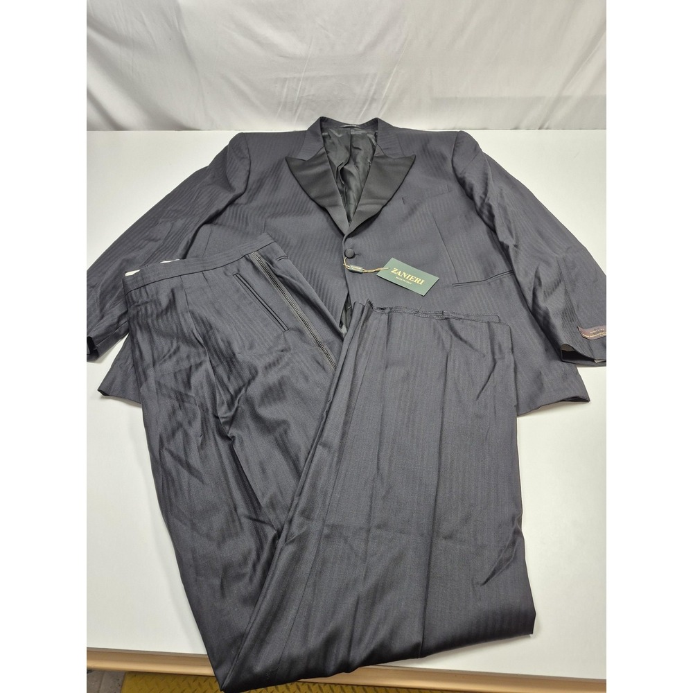 Zanieri Tuxedo Suit Mens 54 Long Black Wool 2 Piece 48x36 VBC Italy NWT FLAW